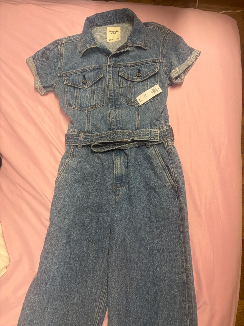 Abercrombie Denim Belted Jumpsuit Short Sleeve XS NWT